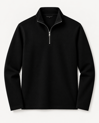 Premium Heavyweight Quarter Zipper Sweatshirt - Onyx Black