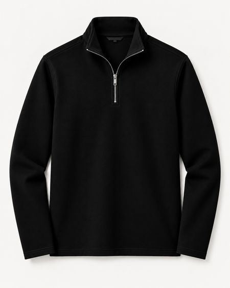 Premium Heavyweight Quarter Zipper Sweatshirt - Onyx Black