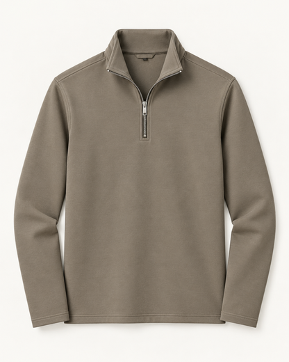 Premium Heavyweight Quarter Zipper Sweatshirt - Mushroom