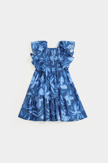 Printed Dress with Ruffled Sleeves