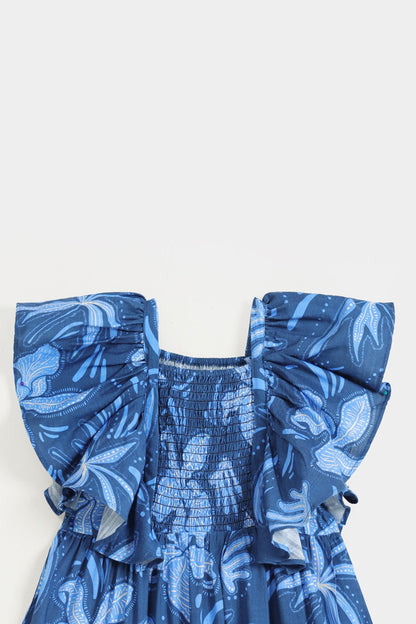 Printed Dress with Ruffled Sleeves
