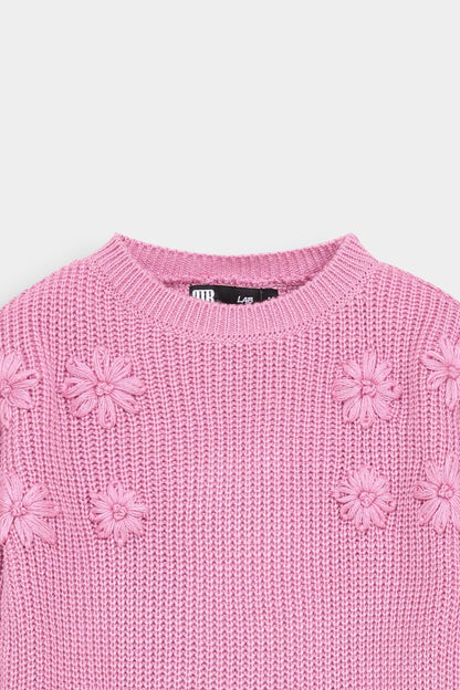 Embroidered Ribbed Sweater