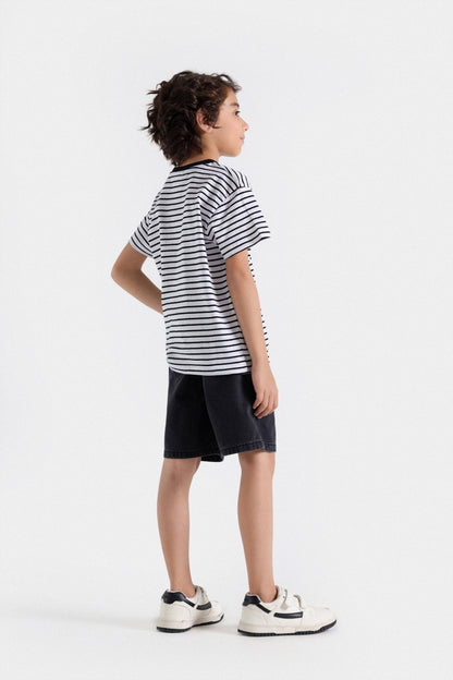Denim Shorts With Contrast Draw-String