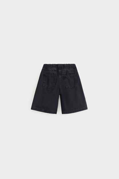 Denim Shorts With Contrast Draw-String