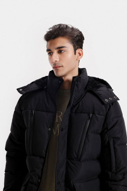 Quilted Puffer Jacket With Hood