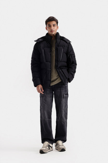 Quilted Puffer Jacket With Hood