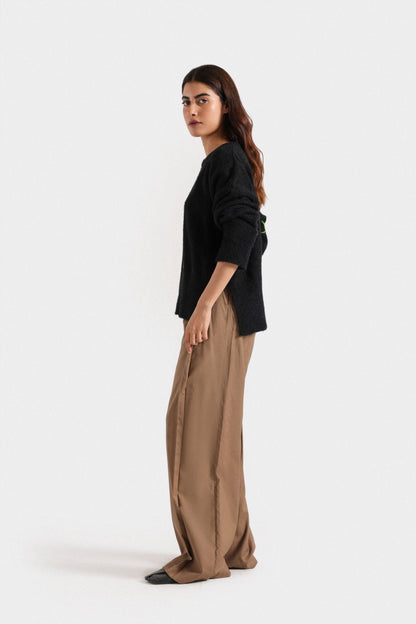 Wide Leg Pleated Trousers
