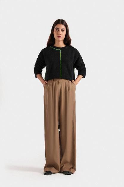 Wide Leg Pleated Trousers