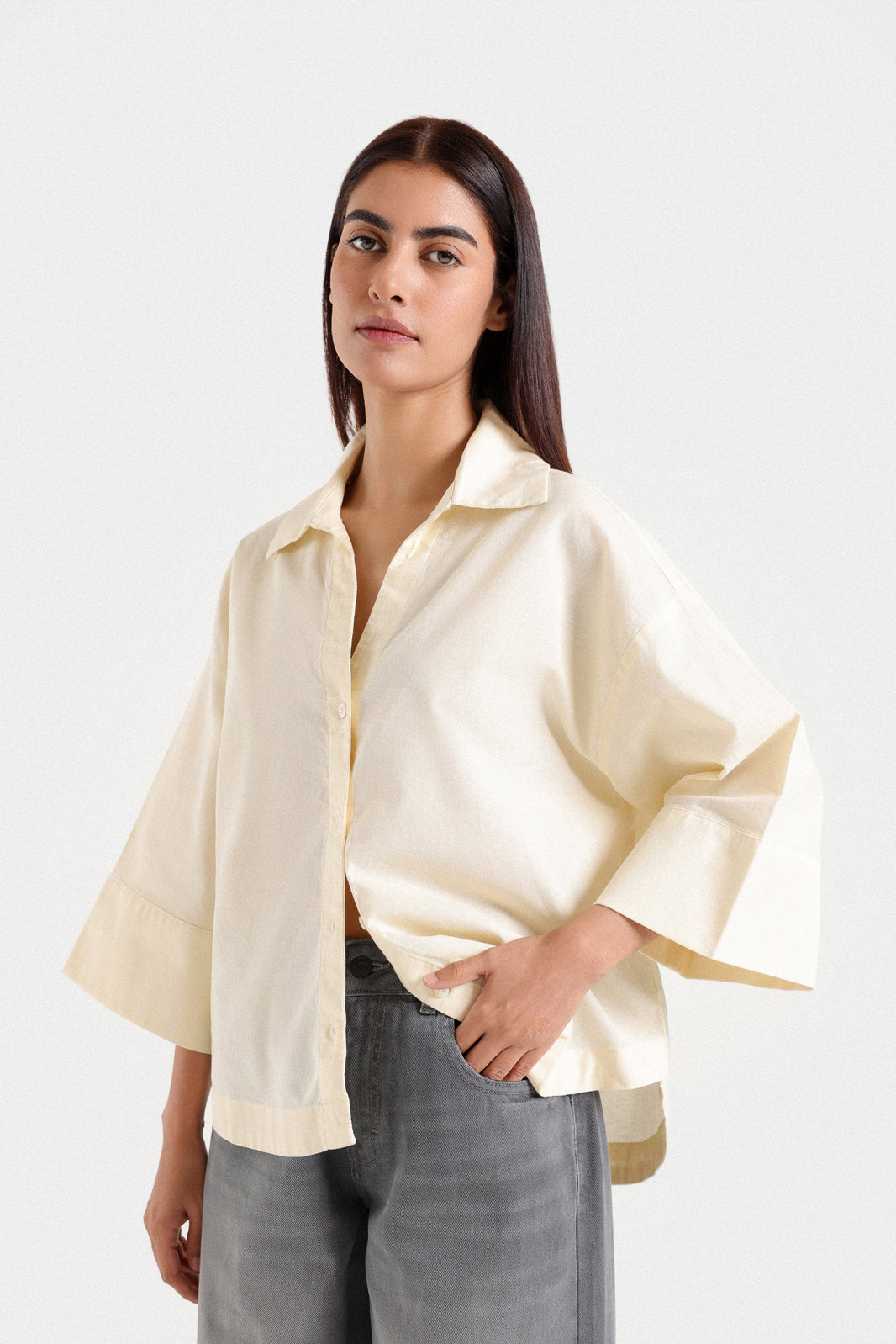 Cropped Wide Hem Shirt
