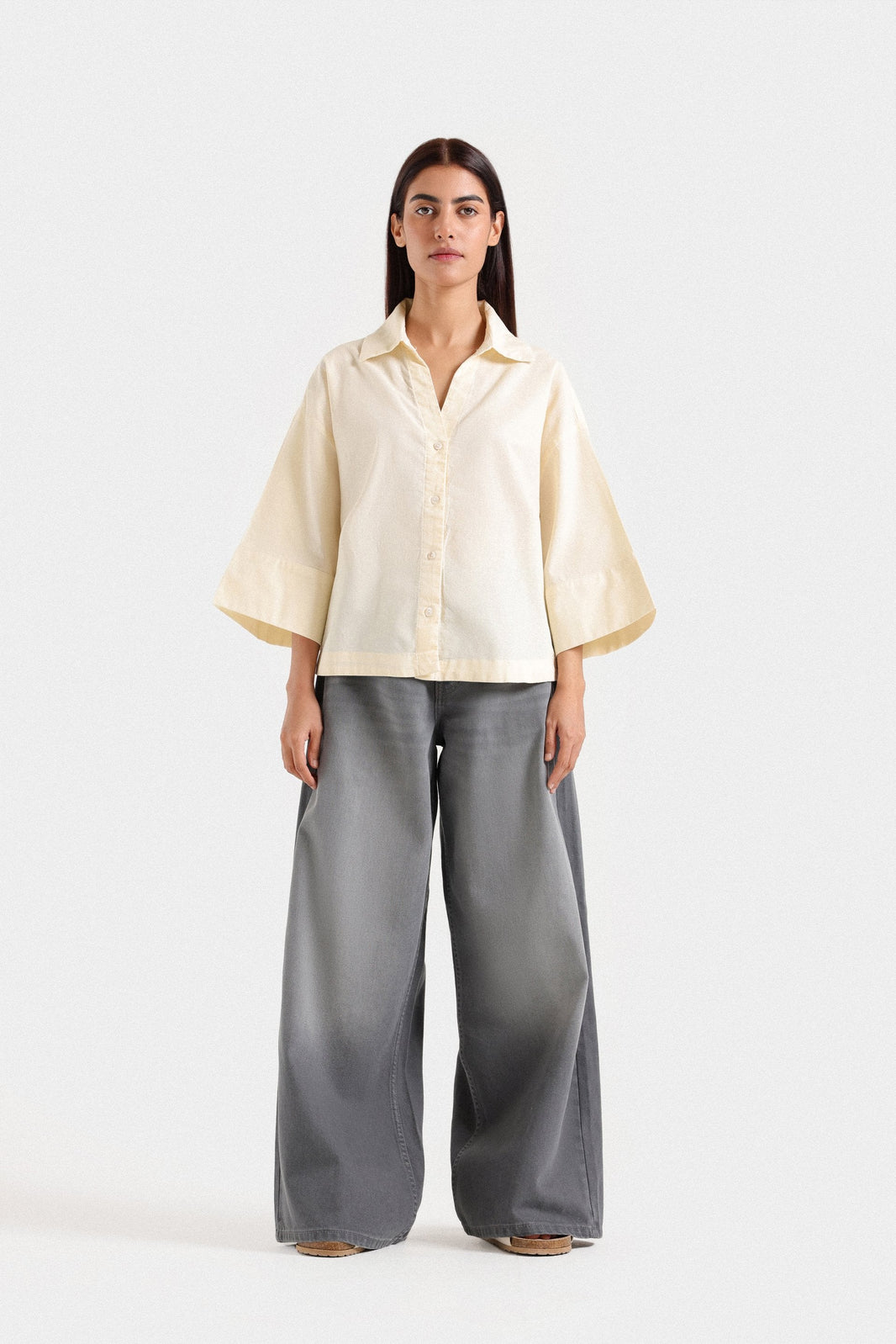 Cropped Wide Hem Shirt