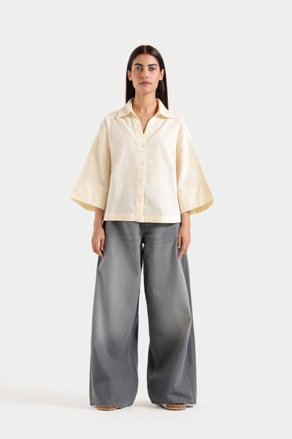 Cropped Wide Hem Shirt