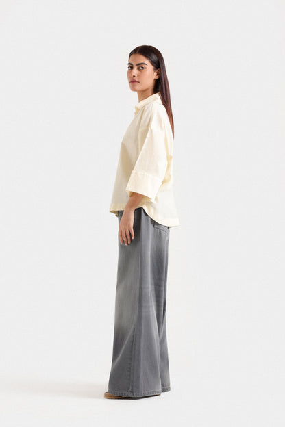 Cropped Wide Hem Shirt