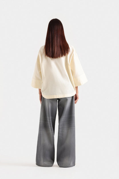 Cropped Wide Hem Shirt