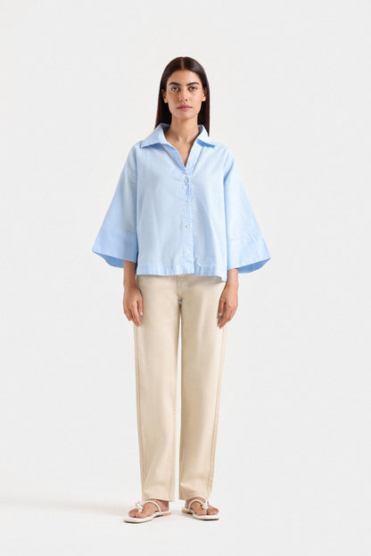 Cropped Wide Hem Shirt