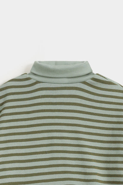 Yarn Dyed Turtle Neck Striped T-shirt