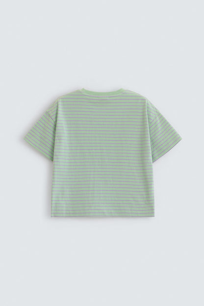 Slogan Print Striped T-Shirt