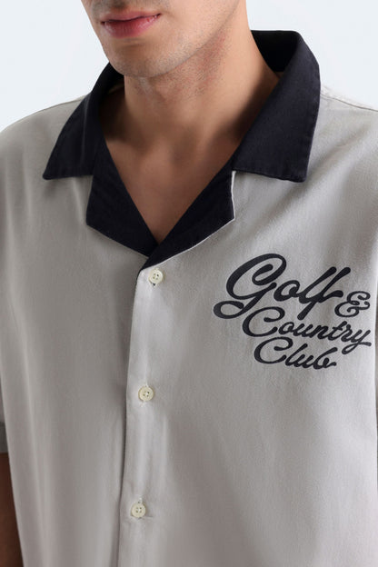 Resort Collar Slogan Shirt