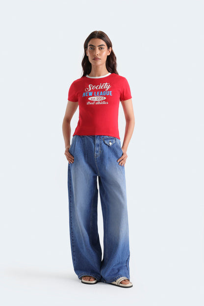 Super Cropped Slogan T-Shirt