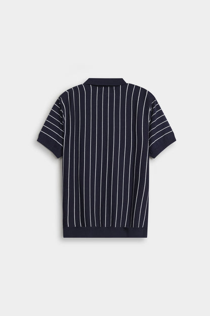 Knitted Striped Polo Shirt