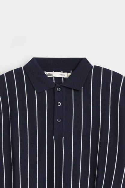 Knitted Striped Polo Shirt