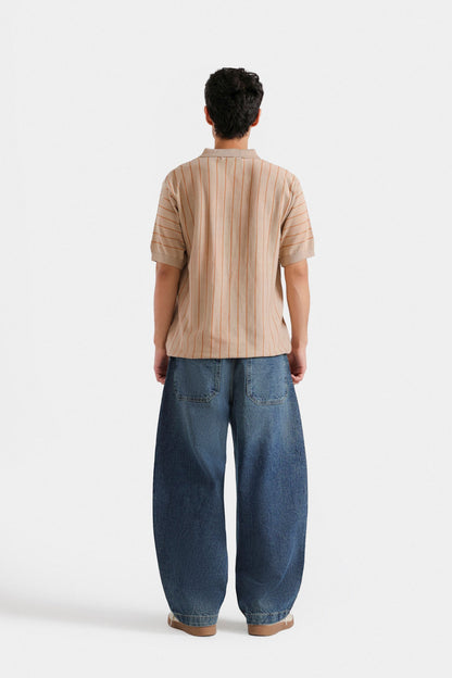 Knitted Striped Polo Shirt