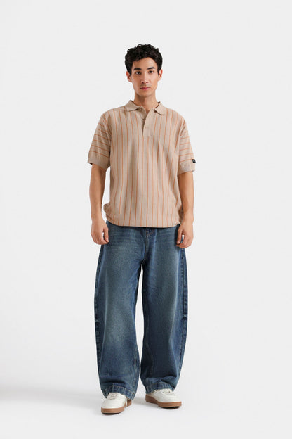 Knitted Striped Polo Shirt