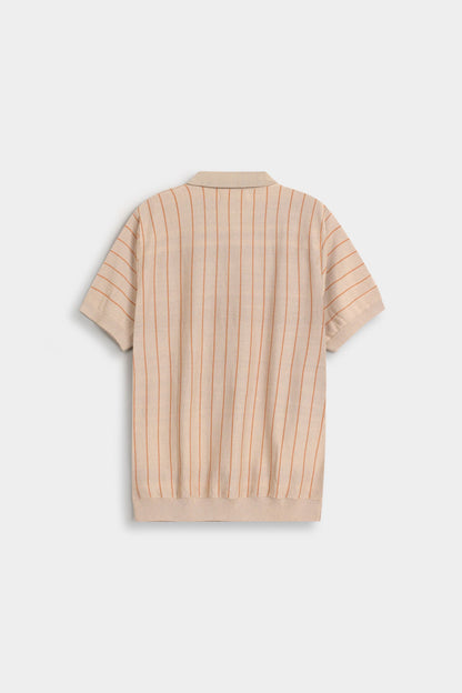 Knitted Striped Polo Shirt