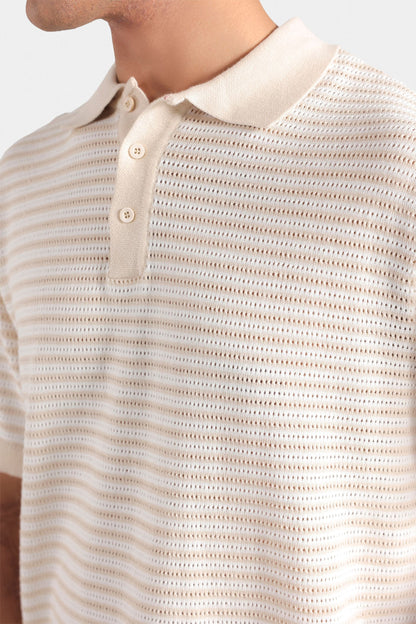 Knitted Striped Polo Shirt