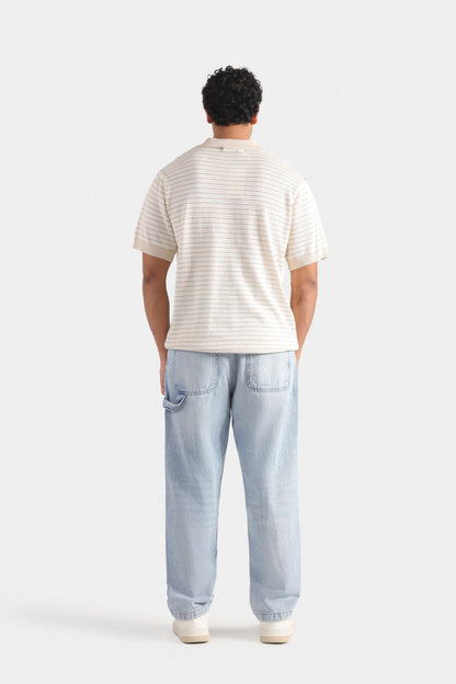 Knitted Striped Polo Shirt