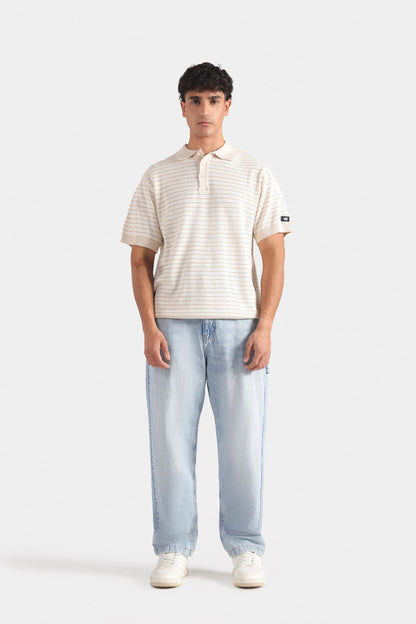 Knitted Striped Polo Shirt