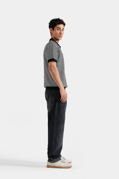 Knitted Striped Polo Shirt