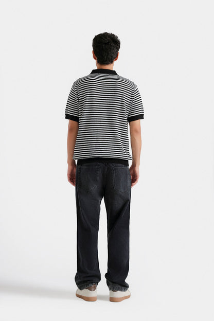 Knitted Striped Polo Shirt