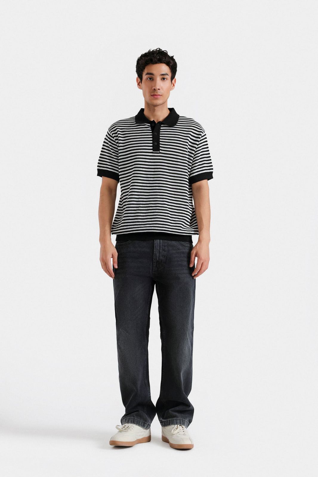 Knitted Striped Polo Shirt