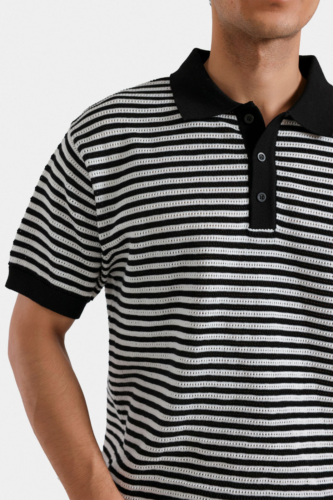 Knitted Striped Polo Shirt