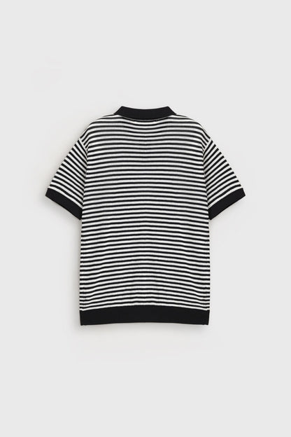 Knitted Striped Polo Shirt