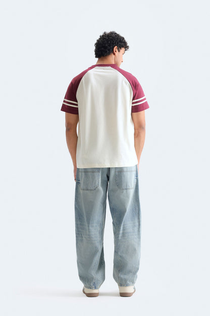 Color Block Slogan Print T-Shirt