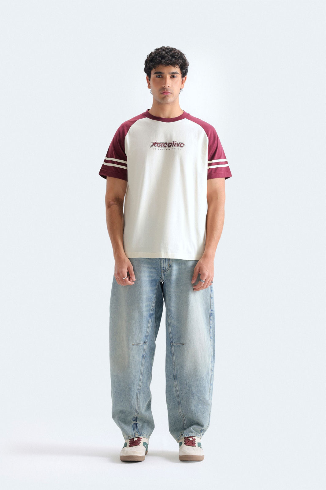 Color Block Slogan Print T-Shirt