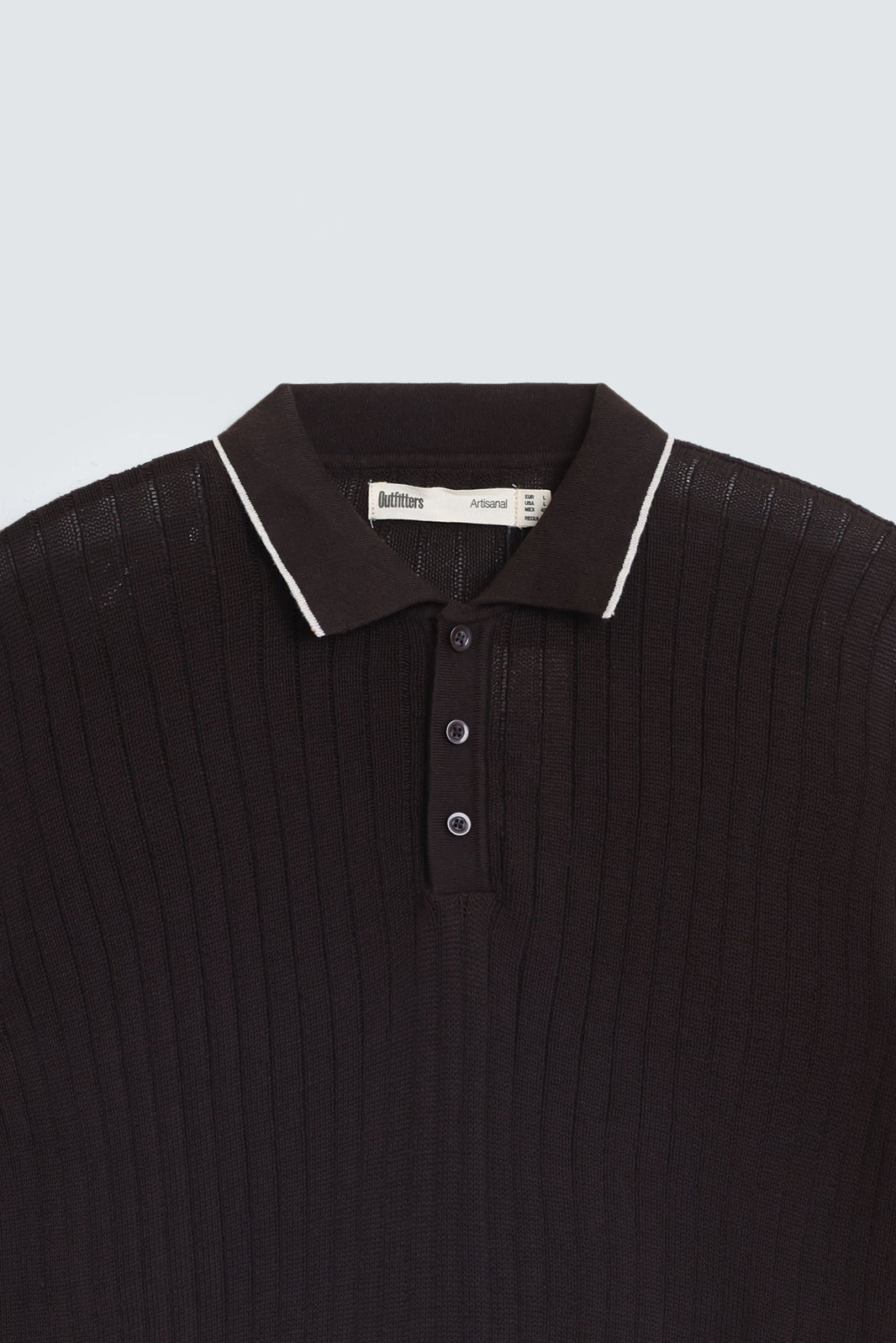 Ribbed Polo Shirt With Tipping Detail