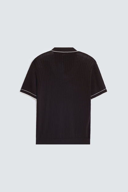 Ribbed Polo Shirt With Tipping Detail