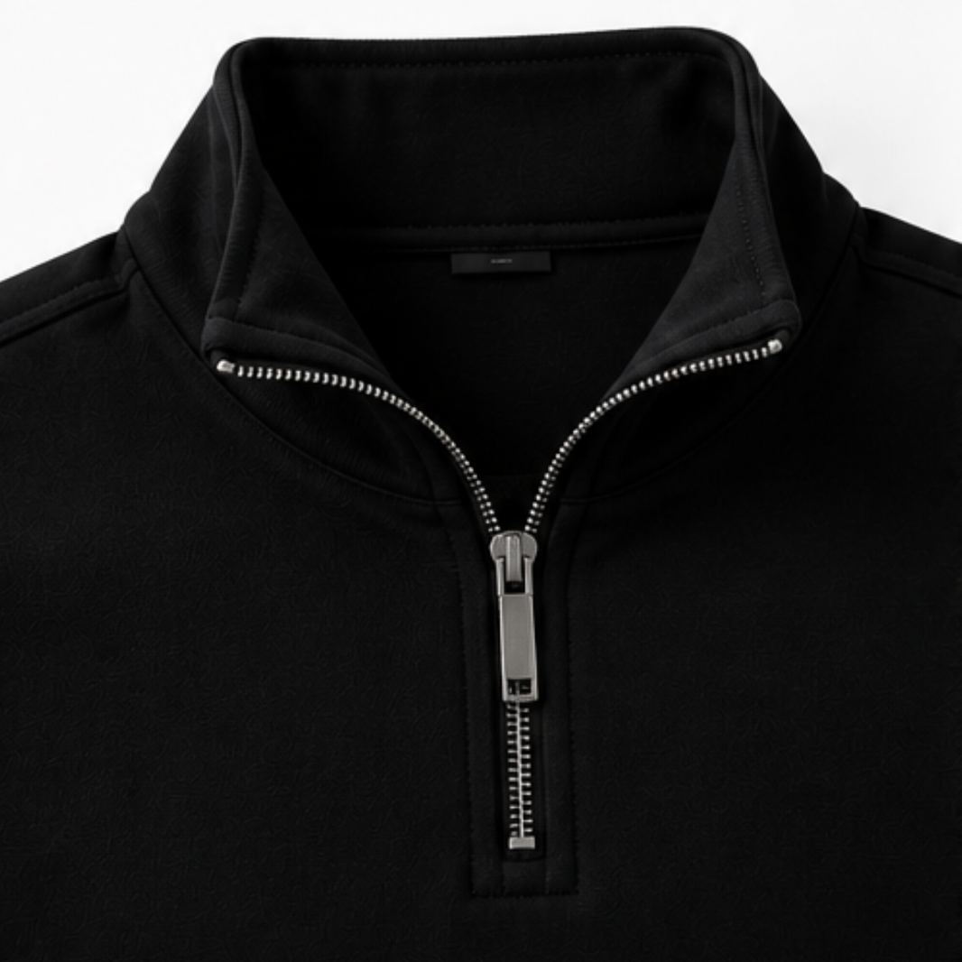 Premium Heavyweight Quarter Zipper Sweatshirt - Onyx Black