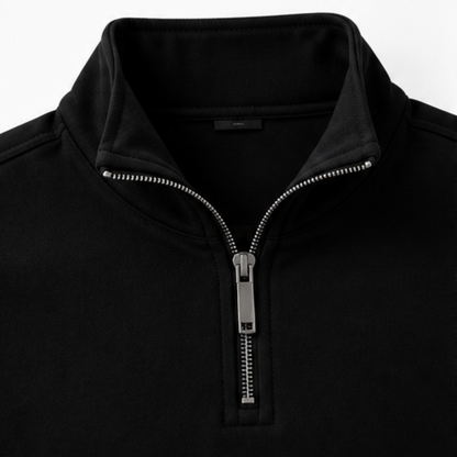 Premium Heavyweight Quarter Zipper Sweatshirt - Onyx Black